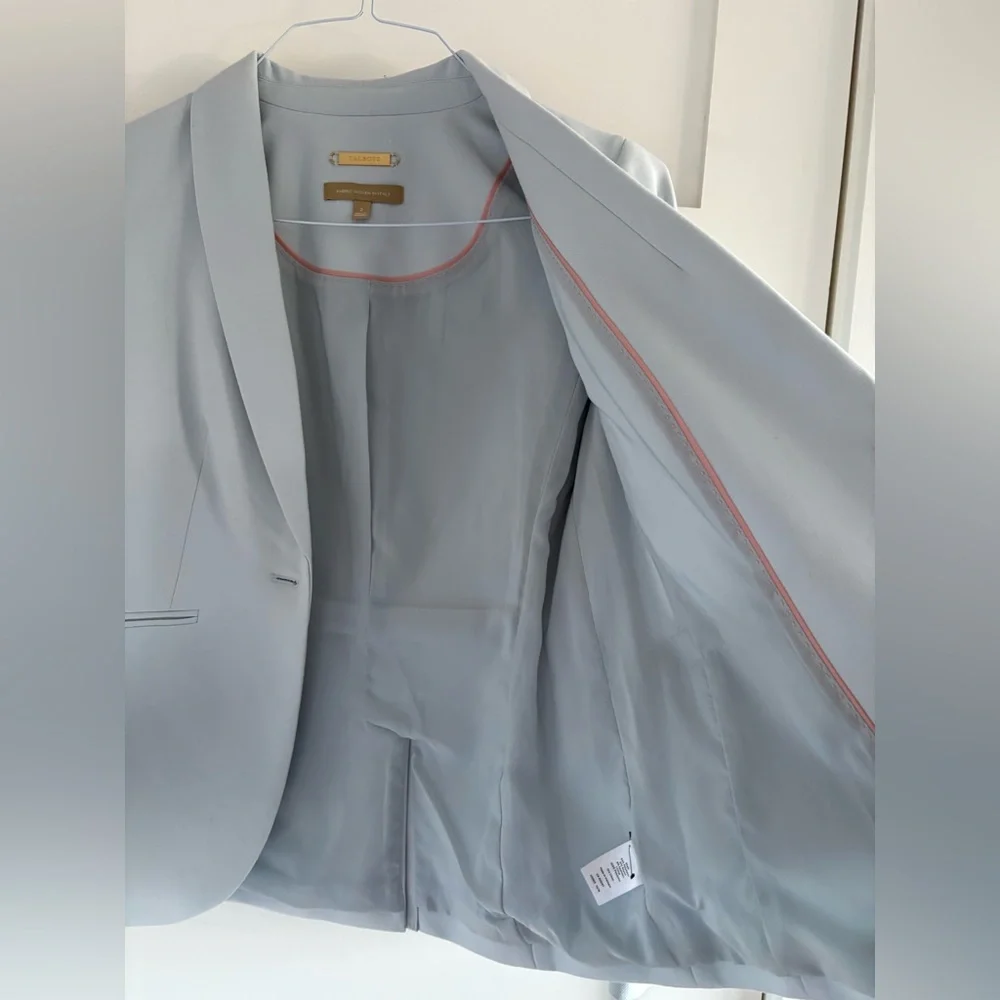 Talbots Italian luxe double cloth single button baby blue blazer size 2 - Picture 9 of 13